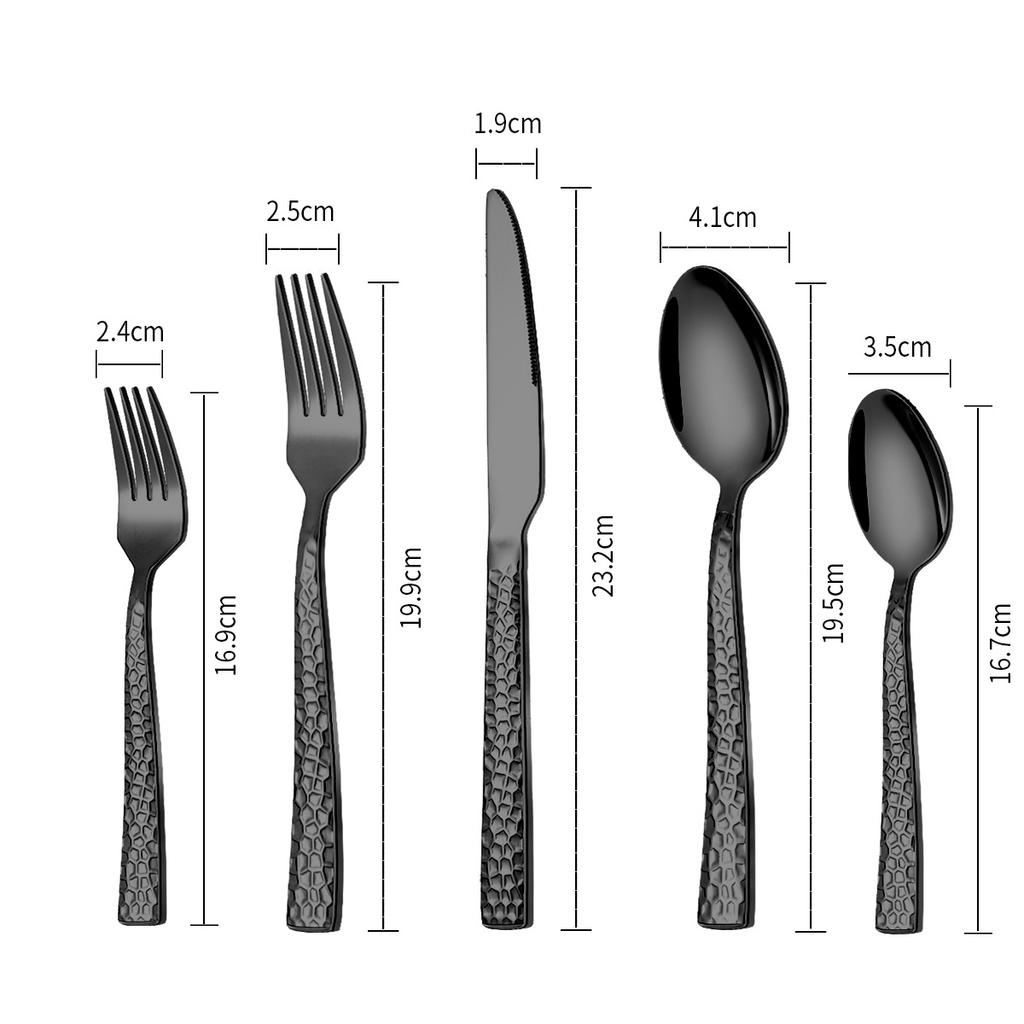 Stainless steel tableware set Western tableware fork Hammer steak knife fork spoon one molding polishing tableware set