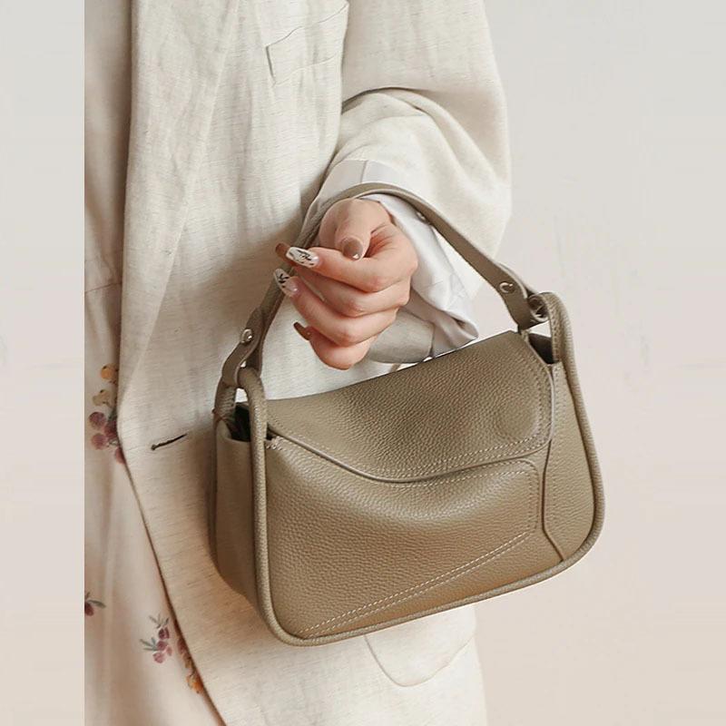 Genuine Leather Crossbody Bag, Fashionable Bag, Niche Pillow Bag, Single-shoulder Casual Underarm Bag
