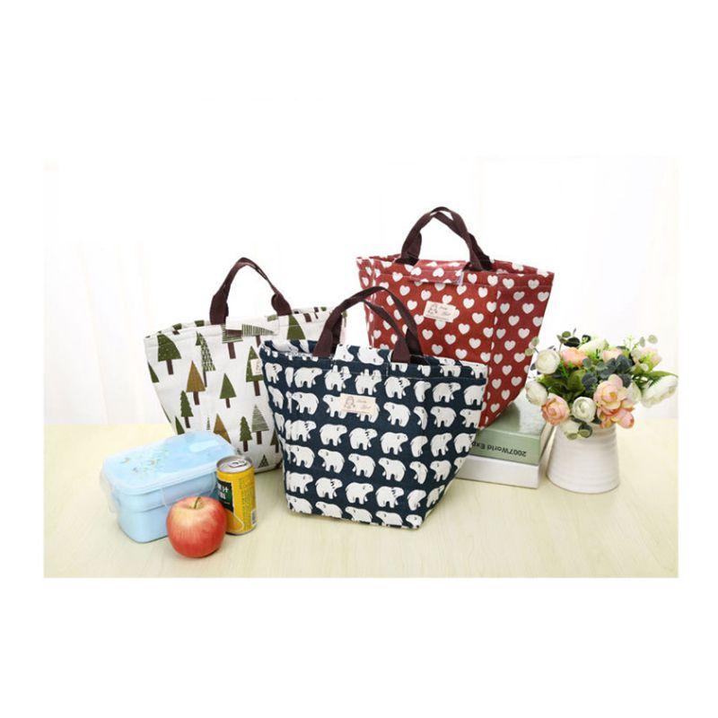 Charming Hedgehog And Whale Canvas Cooler Lunch Bag With Thermal Insulation