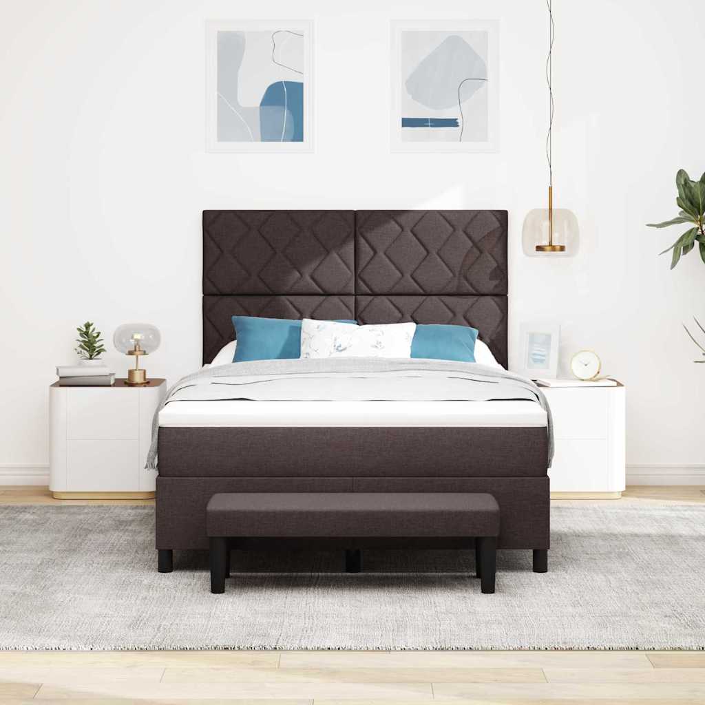 Boxspring Bed with Headboard Dark Brown 160 x 200 cm Fabric