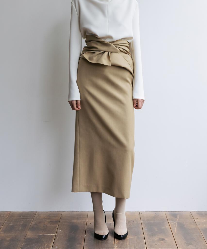 Bopeu Kiaro Wrap Knot Skirt (Beige)
