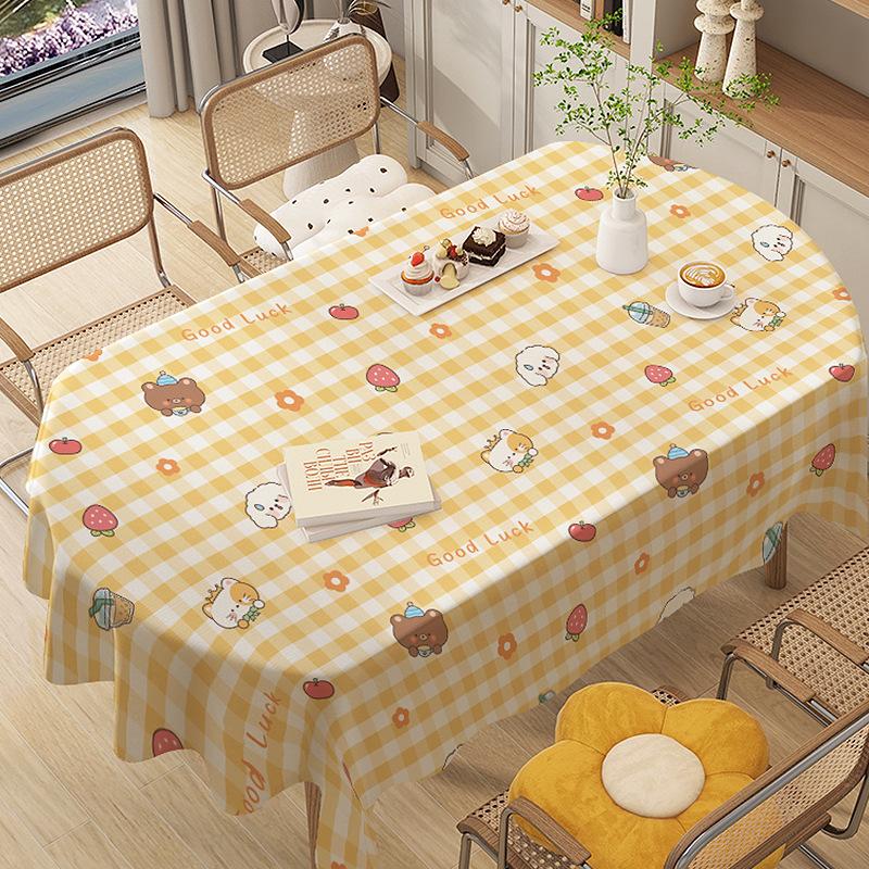 Мультяшная скатерть водонепроницаемая и маслостойкая несмываемая скатерть скатерть для обеденного стола ПВХ скатерть для кофейного столика детсадовская клетчатая скатерть для стула 80*120cm