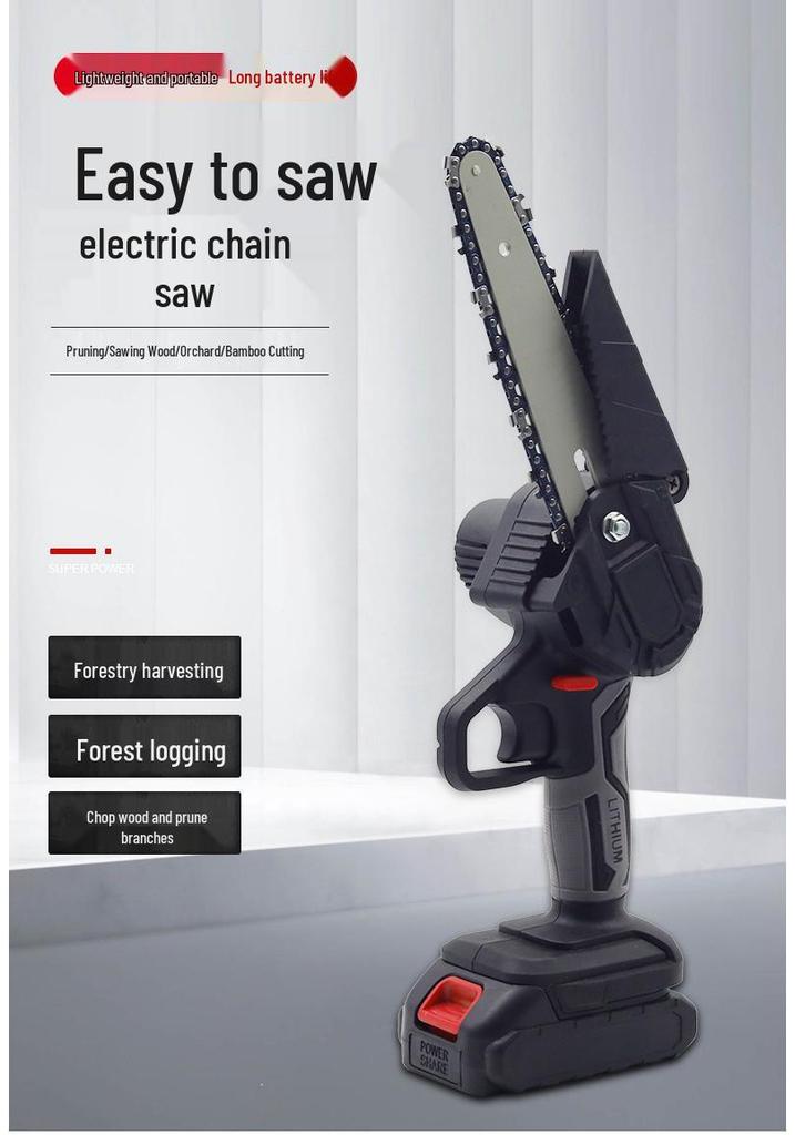 6-Inch Lithium Battery Electric Chainsaw Set for Garden Pruning