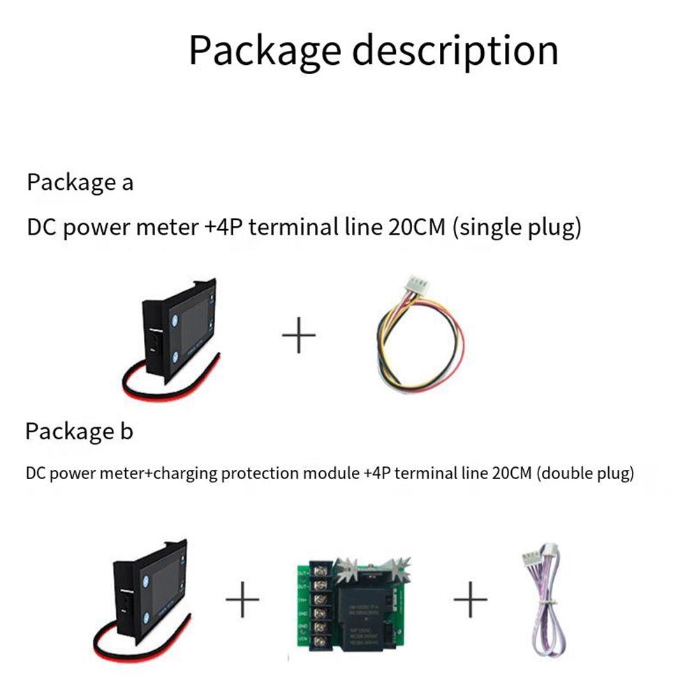 1pc DC8-12V 10A 4-digit LCD Power Meter Voltmeter DC0-500V Digital Current Tester Electrical Instruments