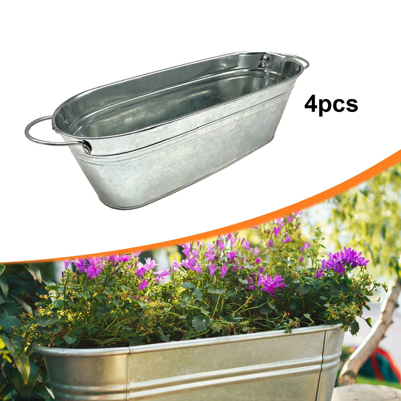 

4 шт. Оцинкованные кашпо для ванны, горшки для цветов, универсальный оконный ящик для растений для патио, столешницы, свадьбы