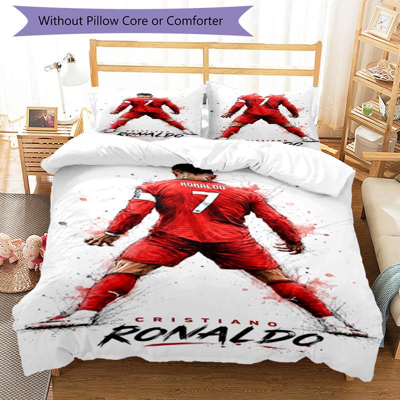 Ronaldo Champions League Ruhm Bettwäsche-Set, Atmungsaktiver Bettbezug mit Kissenbezügen, Weiche Bettwäsche für Schlafzimmer Heimdekoration, Perfektes Festival Bi