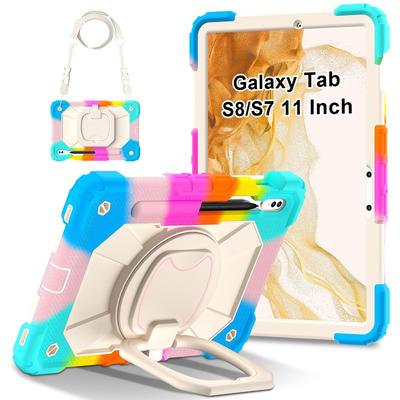 Samsung S9/S10 FE Tablet Protective Case with Pen Slot, Shoulder Strap, Handheld Grip, S10 Lite X400 Silicone 360-Degree Protection