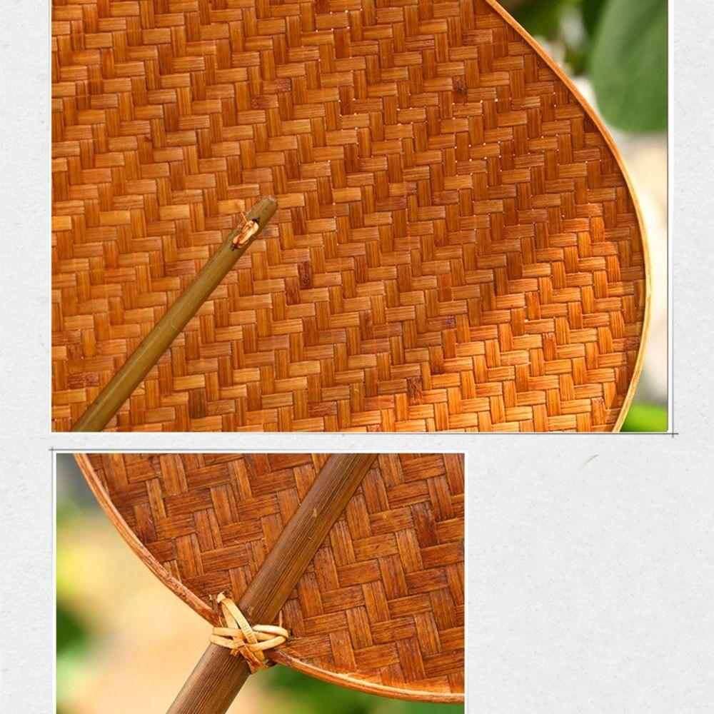 Handmade Bamboo Woven Fan Classical Hand Cranked Fan Chinese Style Circular Fan  Photography Prop