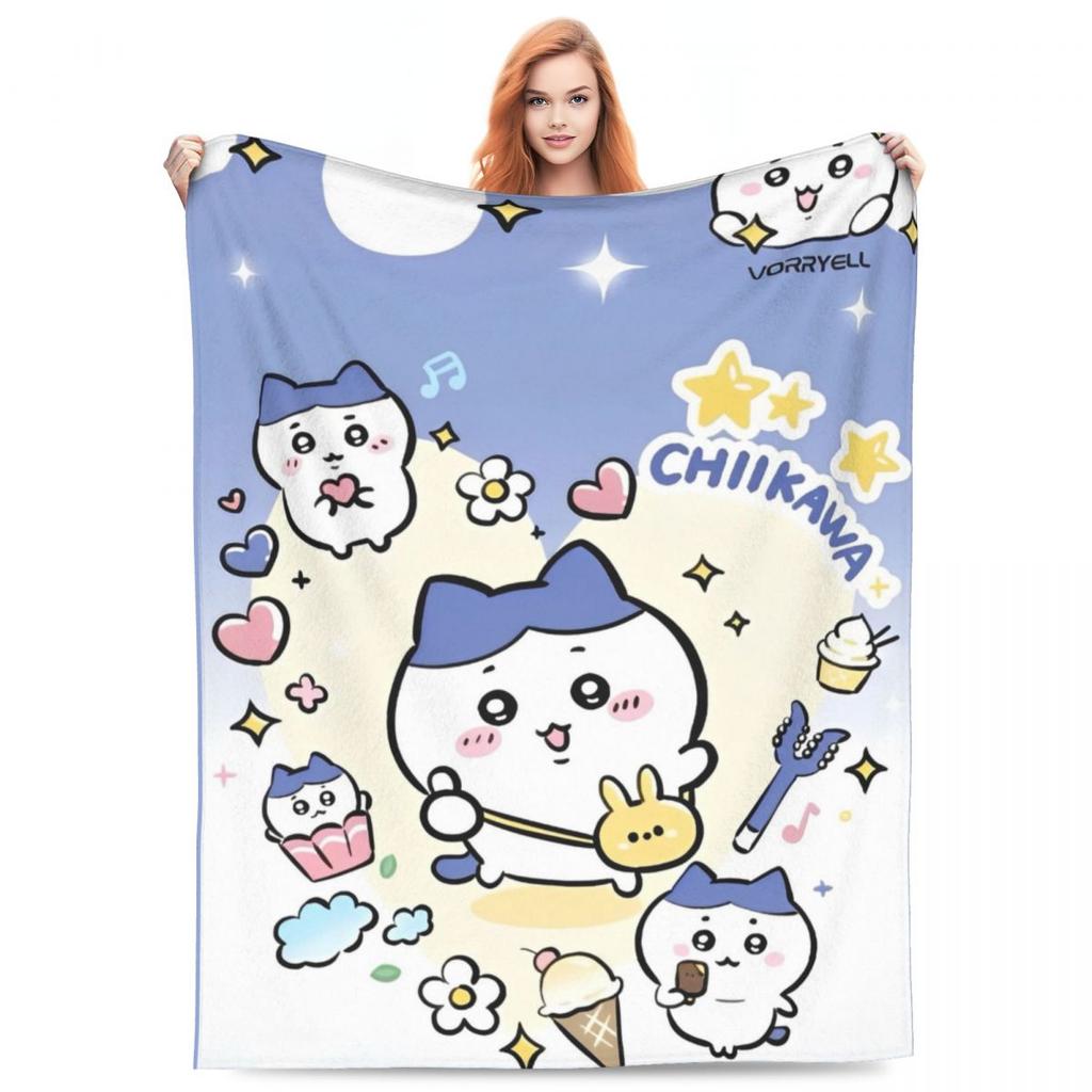 Cute Chiikawa Blanket Soft Warm Comfortable Plush Throw Blanket For Outdoor Picnic Flannel Bedspread Bed Cover