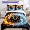 Set Lenzuola Stampato West Ham United Football 3 Pezzi, Comodo Set Copripiumino per Camera da Letto Amico della Pelle