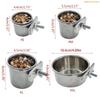 K1AE Pet Parrot Feeding Drinking Cup Stainless Steel Parrot Feeder with Clamp Holder for Cockatiel Conure Budgies Parakeet