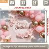 D Pink Floral Rose Gold Birthday Backdrop Glitter Balloon Themed Party Photography Background