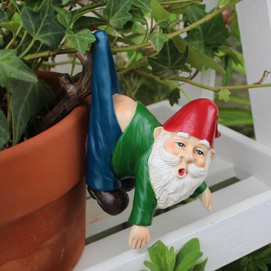 Květináč Trpasličí socha Květináč Závěsná trpasličí figurka Pryskyřičný trpaslík s kalhotami Visící na větvi Ozdoba pro zahradní plot Okenní truhlík