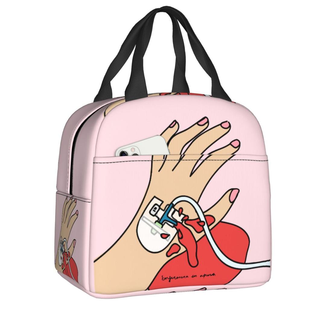 Bolsa de Almuerzo Térmica Aislada Personalizada Enfermera En Apuros Doctor Enfermera Salud Médica para Mujeres Refrigerador Portátil Fiambrera Térmica Escuela