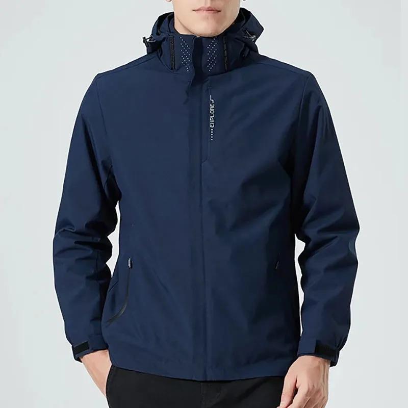 Men's High-Performance Waterproof & Windproof Jacket - Breathable, Lightweight Raincoat with Detachable Hood for Hiking, Climbing & Outdoor Activities
