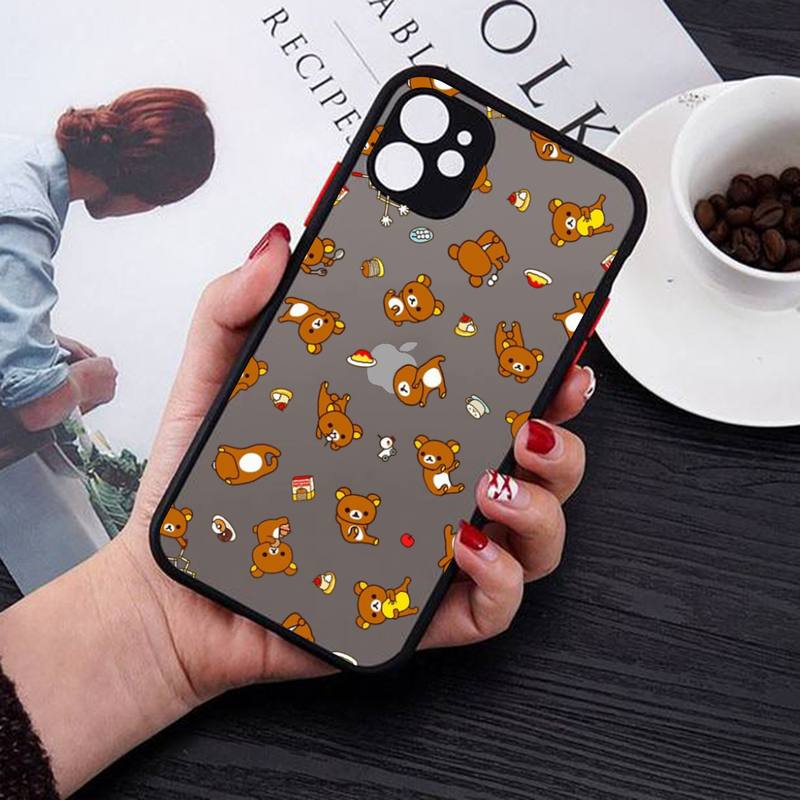 Rilakkuma Phone Case for iPhone X XR XS 7 8 Plus 11 12 13 Pro MAX 13mini Translucent Matte Case