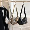 Baumwollkleidung Damenhandtaschen Herbst und Winter Neu Schleife Gepolsterte Baumwoll-Schulterhandtasche Mode Glänzende Damen-Achseltasche