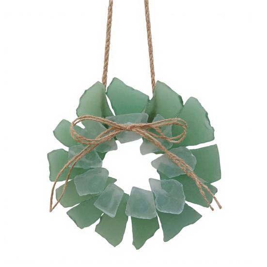 

Венок из морского стекла Ручная работа Прибрежный стиль Пляжный венок 6 дюймов Искусство из морского стекла Подвесное украшение для двери Окна Кухонного шкафа Стула Стены Домашний декор зелёный