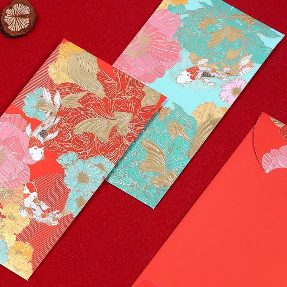 Hot Stamping Chinese New Year red envelopes Solid Red Packet Cartoon Lucky Money Bag  Kids