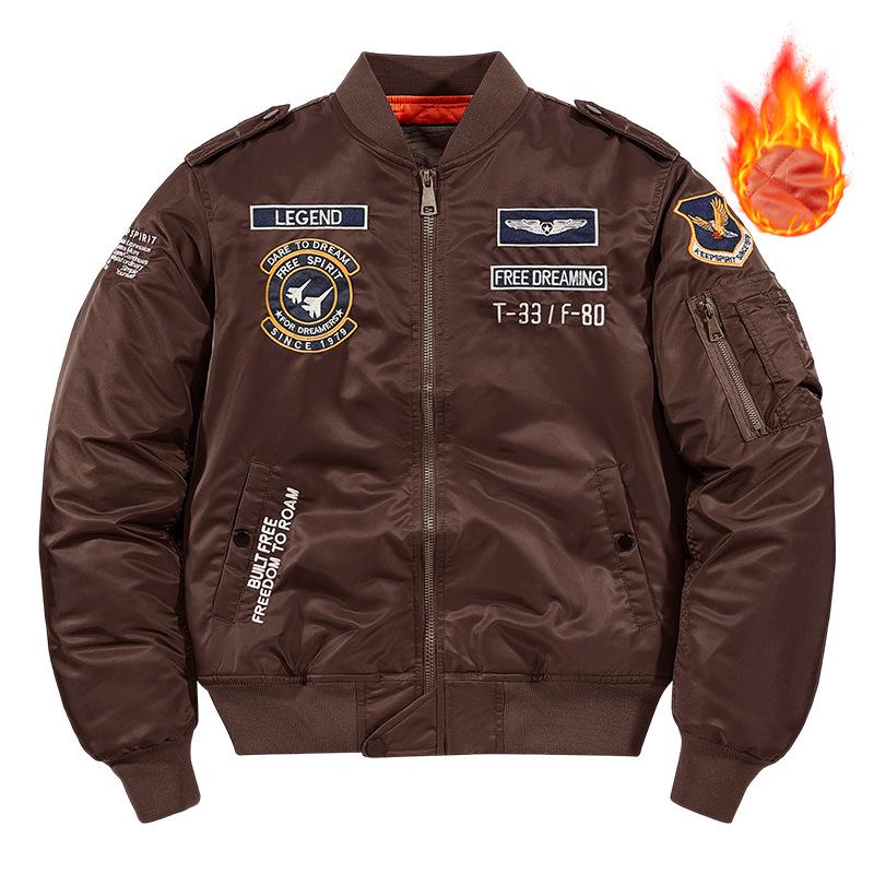 Men's Plus Size Stand-Up Collar Winter Jacket - Warm, Thick Cotton-Padded Flight Jacket 