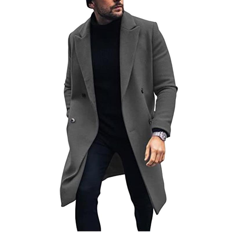 New woolen coat men's thickened coat woolen trench coat wish