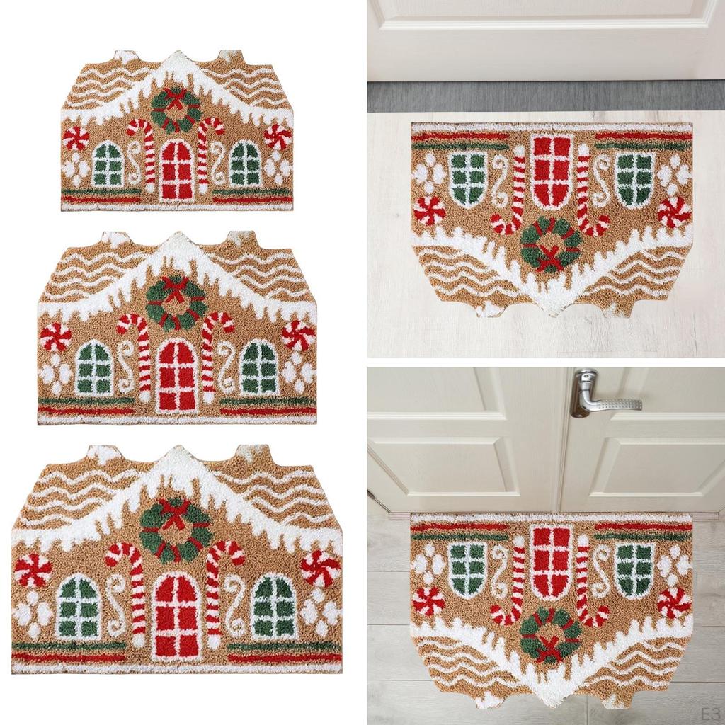 Christmas Door Mat Floor Anti Slip Kitchen Carpet Xmas Area Rug for Bathroom Porch Living Room