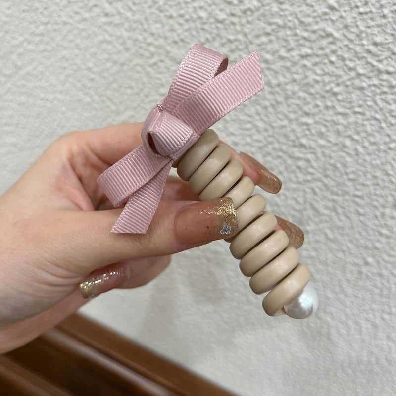 Elastische Telefondraht-Haargummis für Damen und Mädchen, einfarbige Haarbänder, Spiralspule, Gummiband, Pferdeschwanz, Kopfseil, Haar-Accessoires