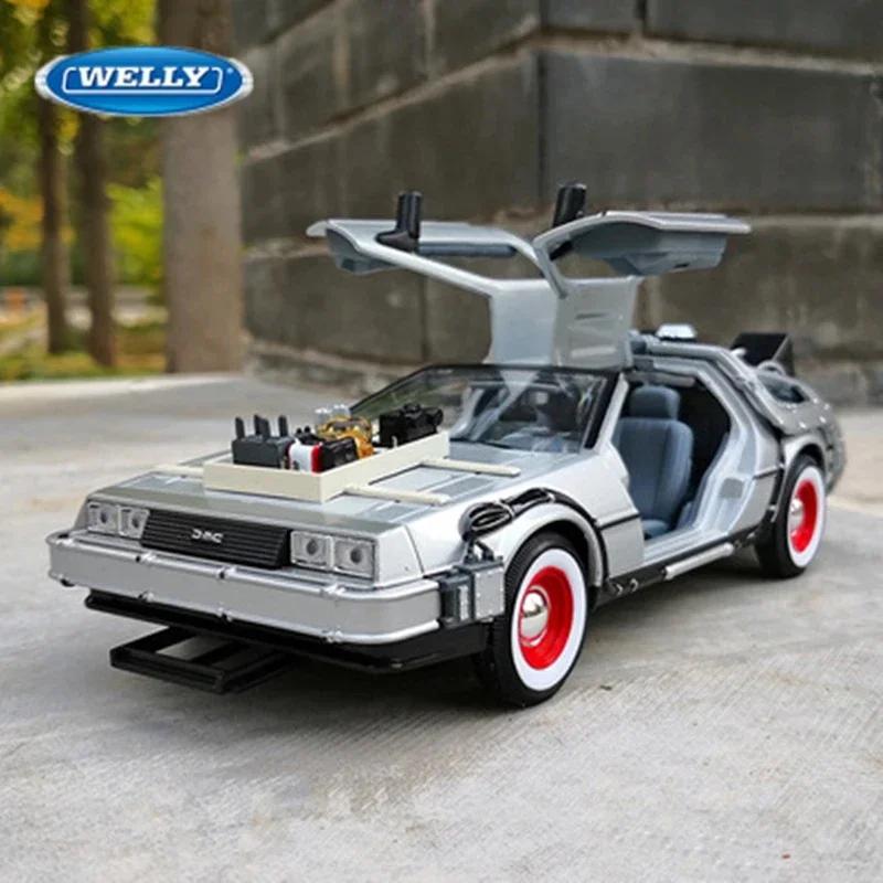 Welly 1:24 Back To The Future Time Machine Dmc-12 Delorean Diecast Alloy Model Car Metal Toy Car For Toy Gift Collection