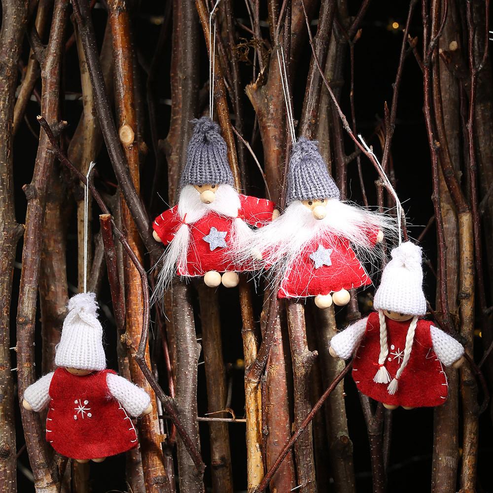 Bead Cute Wooden Foot Doll Hanging Ornaments For Children Joyful Decor Christmas