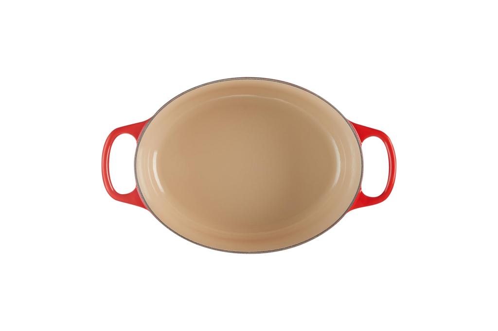 Le Creuset Litý smaltovaný hrnec Signature Cocotte Oval 25 cm Cherry Red Plynová trouba IH kompatibilní s japonskou [Autorizovaný produkt]