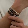 SHIXIN Conjunto de 7 Peças Pulseiras de Contas de Arroz Boho Masculinas Peça Redonda Vintage Pingente Corrente de Contas Elástica Pulseiras de Pulso Joias Femininas