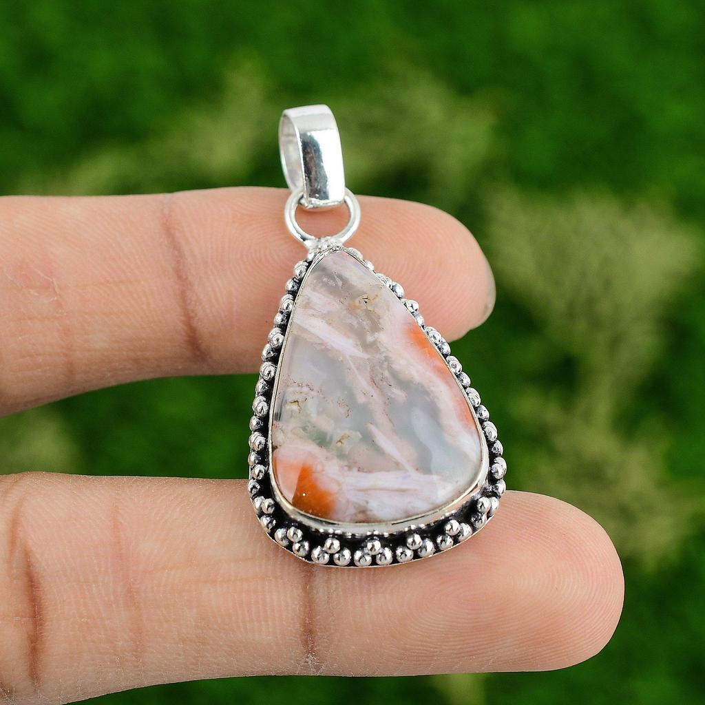 Botswana Achat Anhänger Handgefertigter Anhänger Natürlicher Edelstein Schmuck 925 Sterlingsilber Anhänger Verlobungsgeschenke