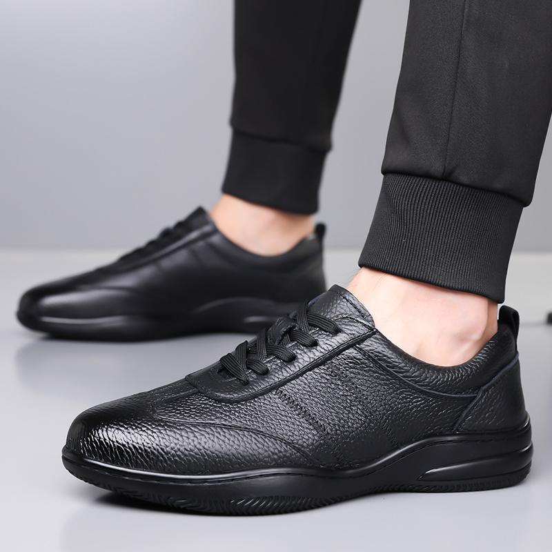 Fashion Men Business Office Luxury Brand Genuine Leather Casual Oxford Shoes Comfort Thick Soled Outdoor Non-slip Jogging Sneakers Shoes