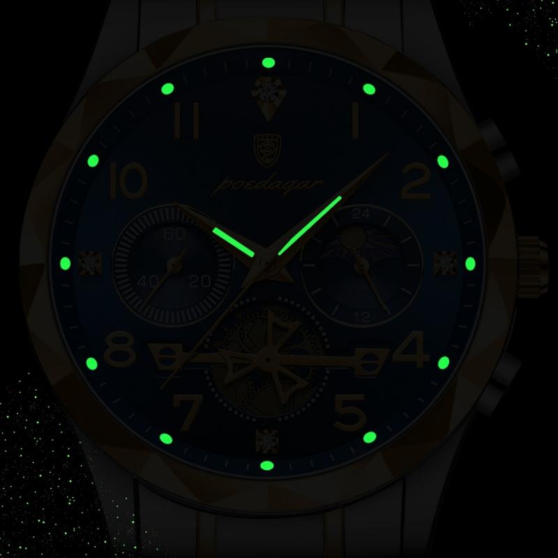 New Luxury Quality Men's Watch Quartz Non-mechanical Waterproof Luminous Fashion Upscale Watch Calendar Steel Strap Triple Display Watch Watch Watch