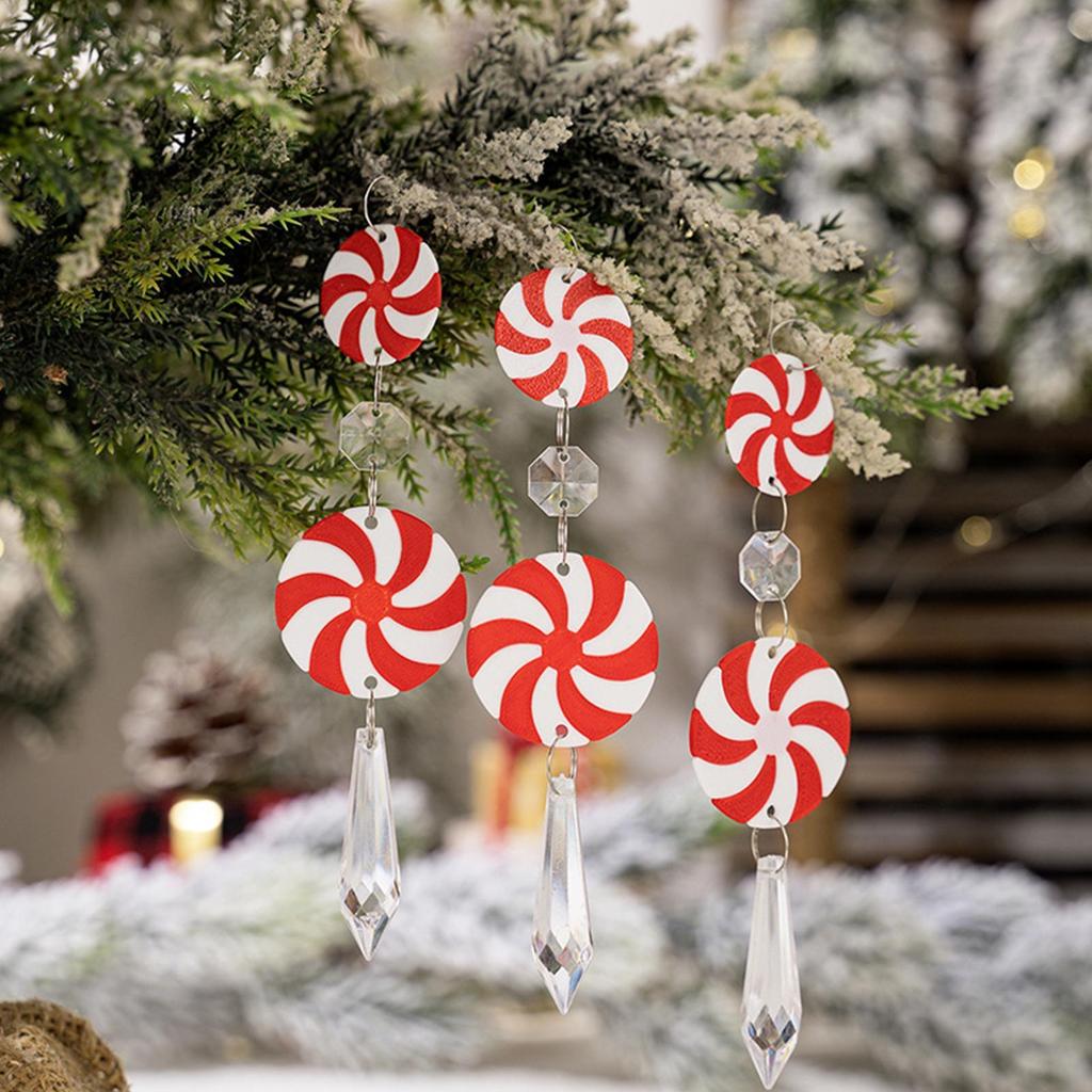 Candy Christmas Decorations 12 Pieces Christmas Decor Craft Acrylic Peppermint Candy Pendant For Home Wreaths Parties Car Garden