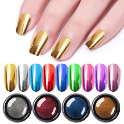 Pro 12 Kolorów Metaliczne Lustrzane Brokatowe Proszek Pigment Dekoracja do Zdobienia Paznokci Manicure