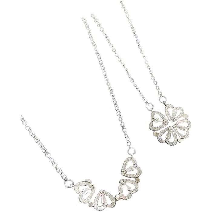 Collier Coeur pour Femme Pendentif Trèfle à Quatre Feuilles Amour Bijoux Plaqué Or Acier Inoxydable d'amour Chaîne pour Saint[t646]