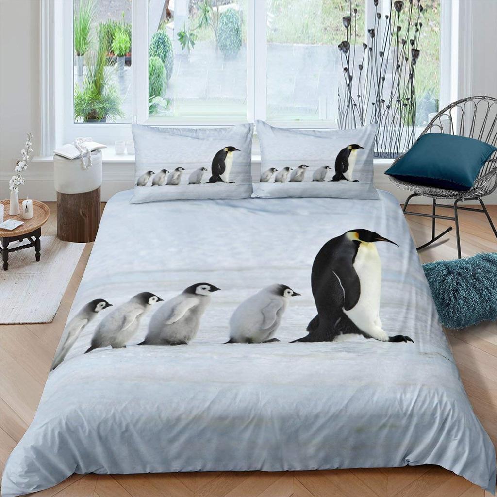 Comforter Penguin Antarctic Animals For Women Kids Boys Winter Wildlife Theme For Bedroom Ration Queen Size Comfortable