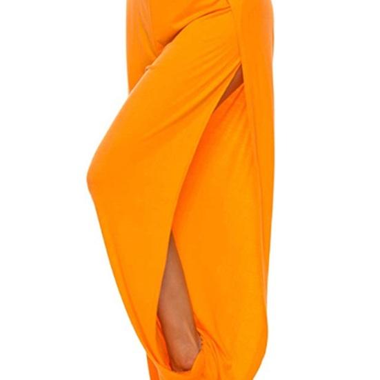 Women Harem Pants High Waist Side Slit Design Wide Leg Casual Trousers Solid Color Hip Hop Style Yoga Dance Pants