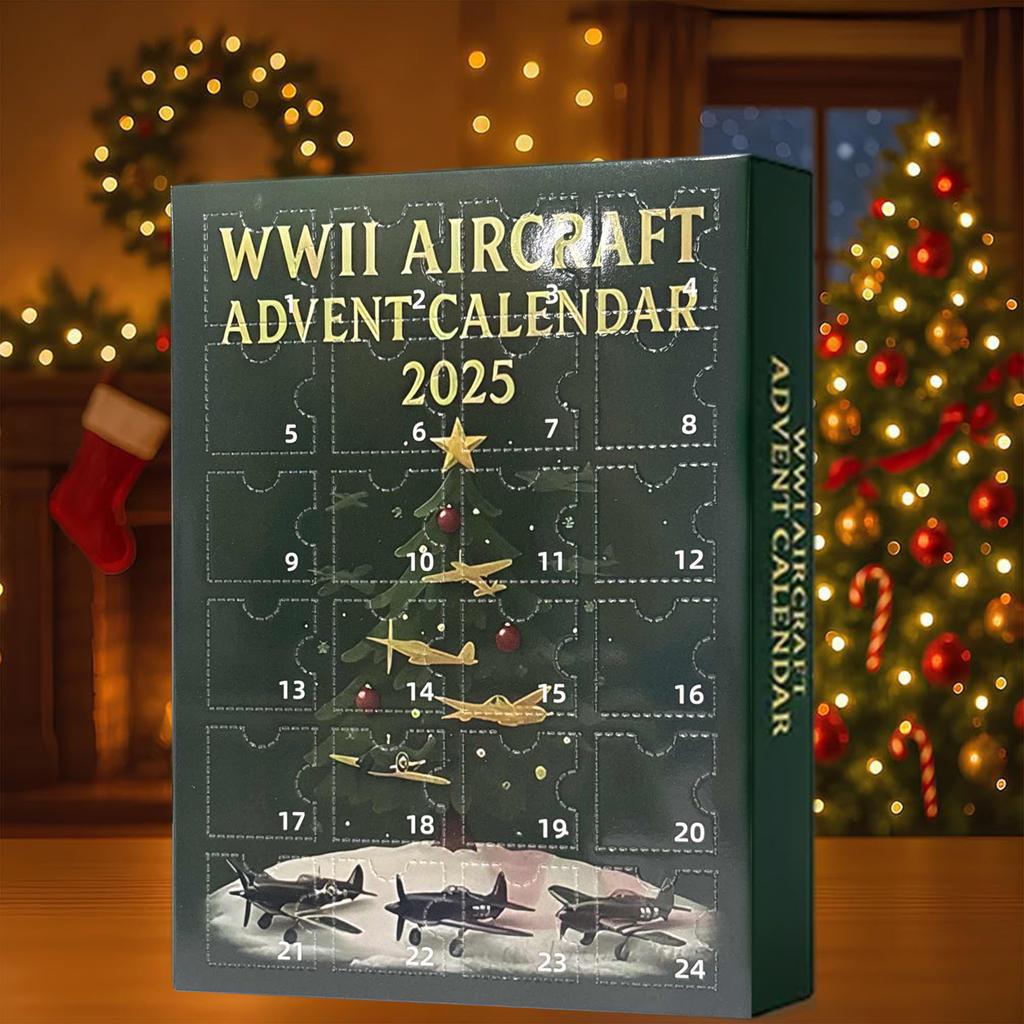 Aircraft Calendar Advent 24 Days Christmas Countdown Calendar with 24 Warbirds Pendant Acrylic Decorative Charm for December