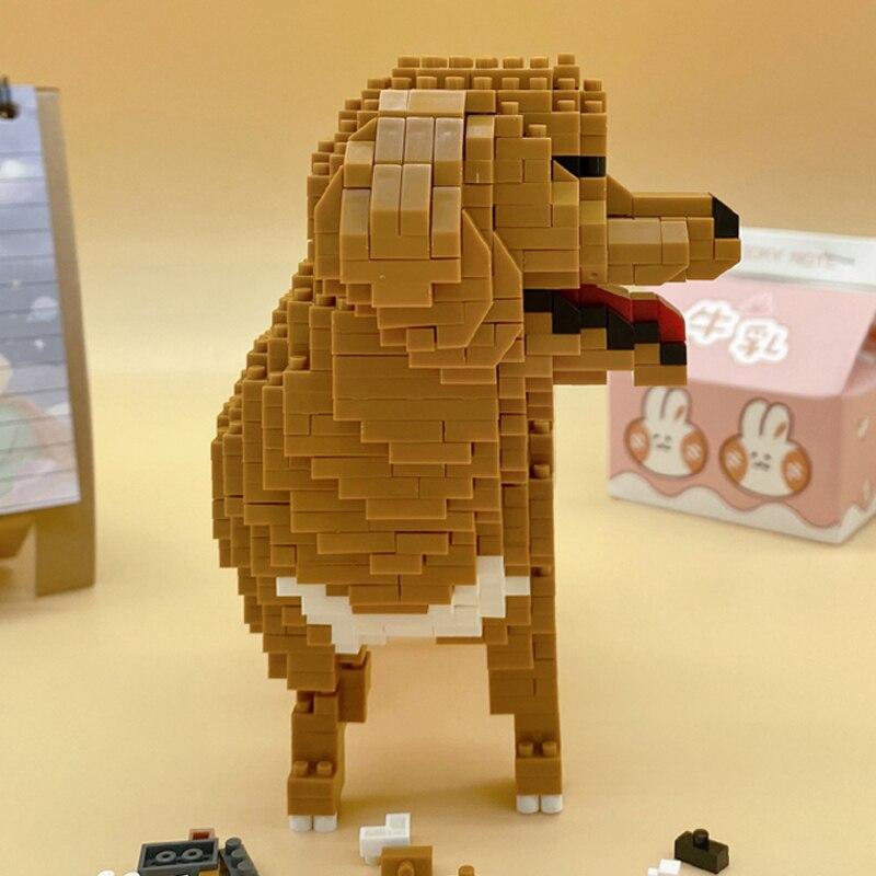 18243 Tierwelt Golden Retriever Hund Stand Haustier Puppe Modell Mini Diamant Blöcke Ziegel Gebäude Spielzeug für Kinder keine Box