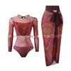 Women's Sun Protection Mesh Swimsuit & Skirt Set