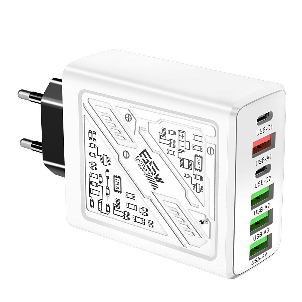 

Multi-Port Travel Charger: 2 Type-C PD + 4 USB, 3.1A Charging Head