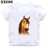 T-shirt Divertente per Bambini con Disegno di Cavallo Fortunato e Selvaggio Abbigliamento Carino per Bambine T-shirt Estiva Bianca Top per Bambini