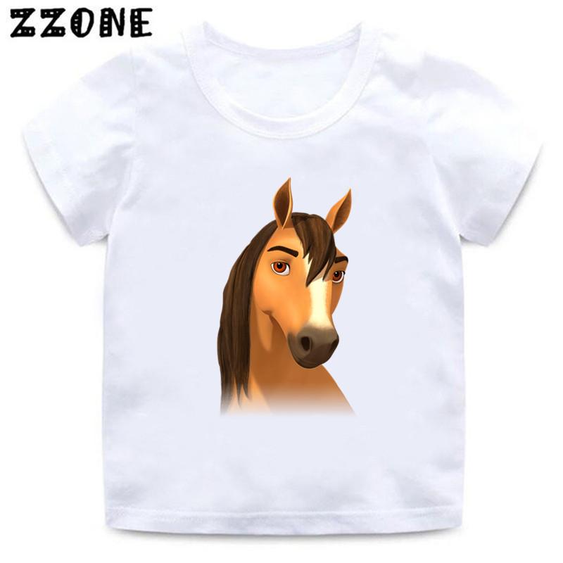 T-shirt Divertente per Bambini con Disegno di Cavallo Fortunato e Selvaggio Abbigliamento Carino per Bambine T-shirt Estiva Bianca Top per Bambini
