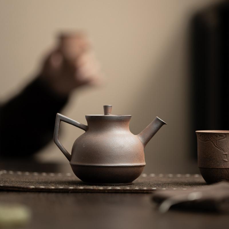 Original Mineral Rough Ceramic Teapot Handmade Wabi Sabi Style Old Rock Mud Chinese Retro Unglazed Single Pot Kung Fu Tea Set