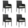 319887 vidaXL Garden Chairs 4 Pcs with Cushions Woven Resin Black