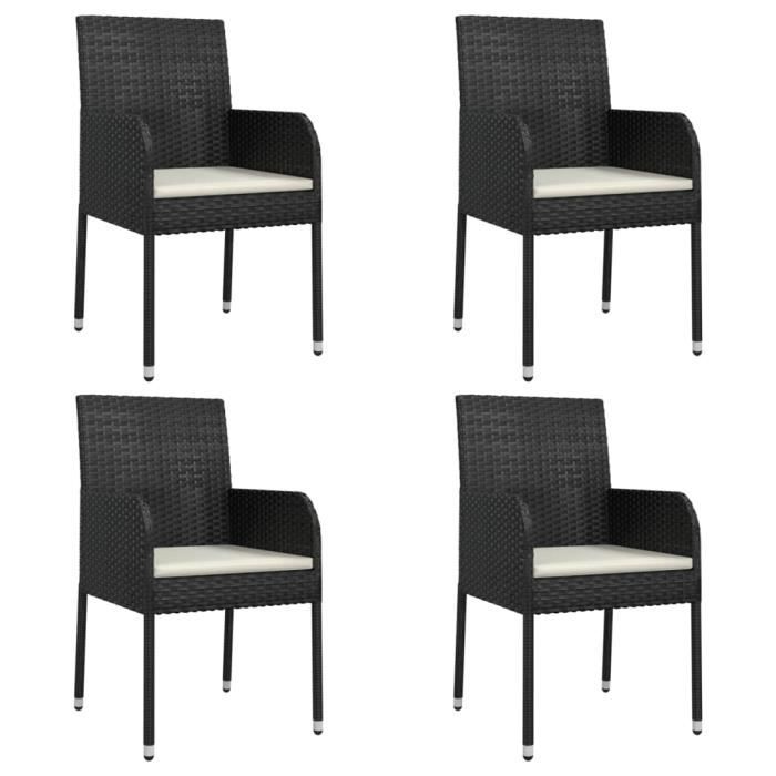 319887 vidaXL Garden Chairs 4 Pcs with Cushions Woven Resin Black