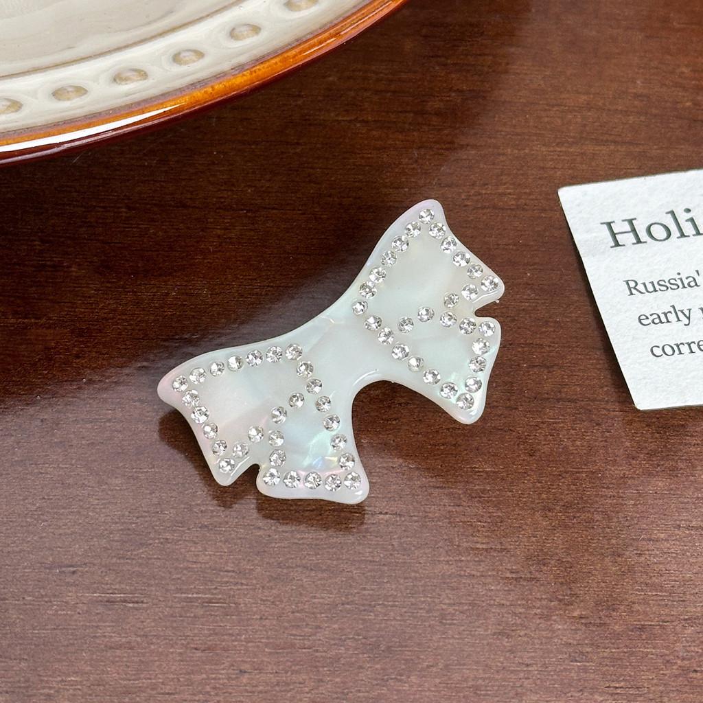 Four Centimeter Trendy Rhinestone Duckbill Hair Clips With Adorable Bow And Color Options