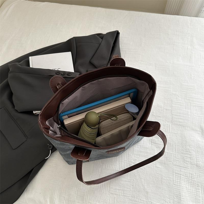 New casual large-capacity bag, women's texture versatile commuter shoulder bag, college student class portable tote bag